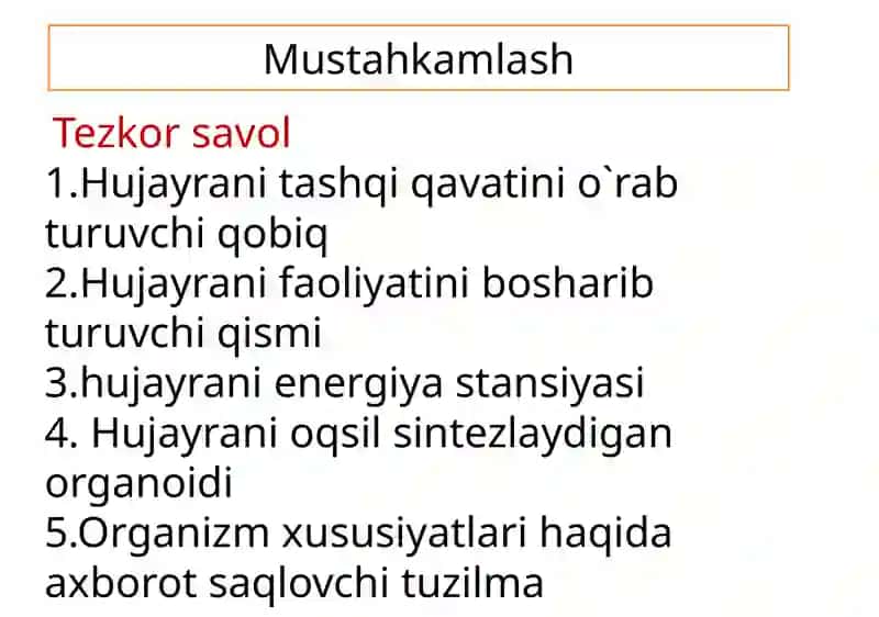 Hujayra va  organizmining hayotiy xossalari 2