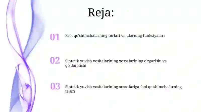 Sintetik yuvish vositalarining xossalarining o'zgarishi va qo'llanilishi 2