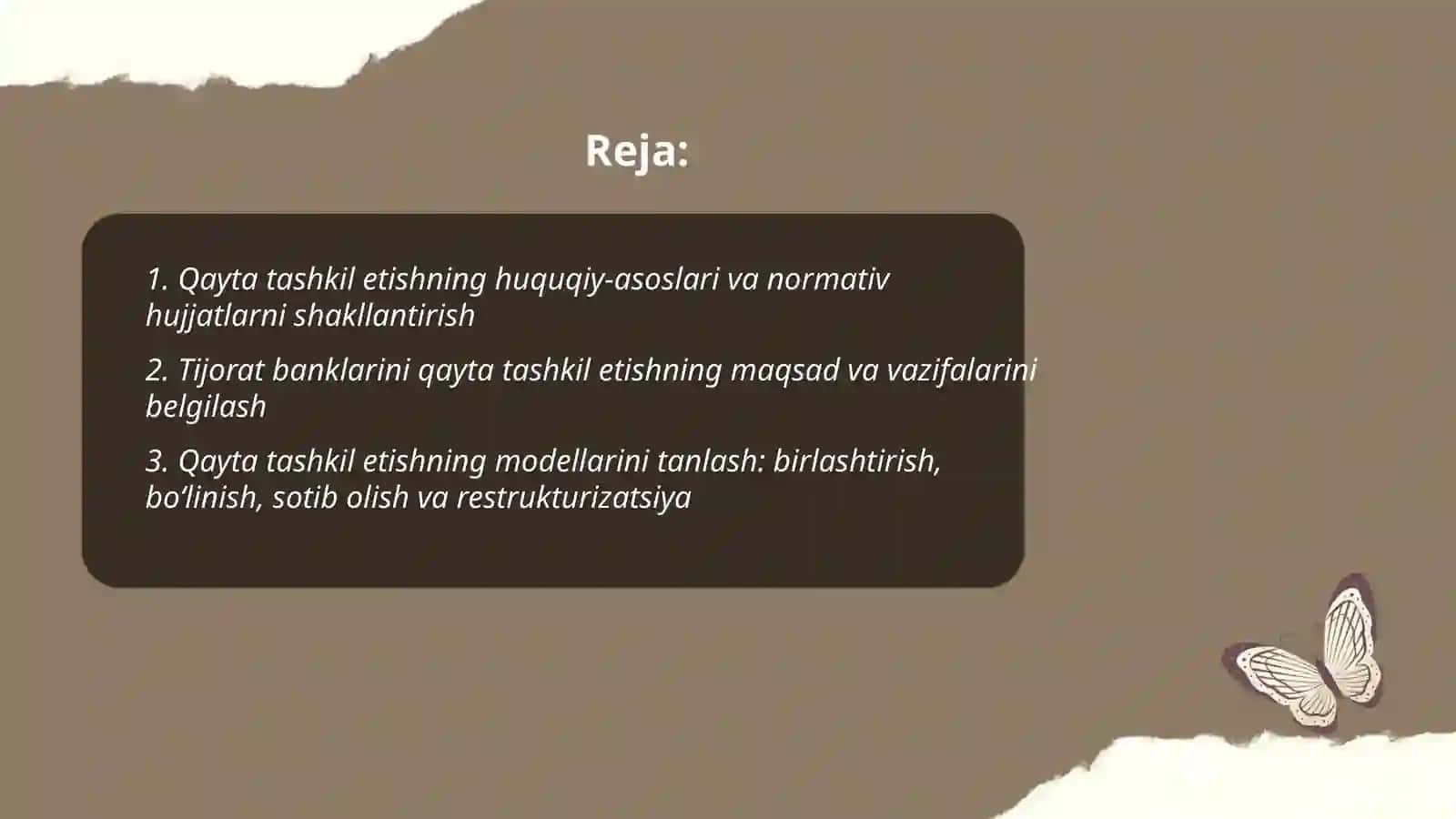Tijorat banklarini qayta tashkil etish 2