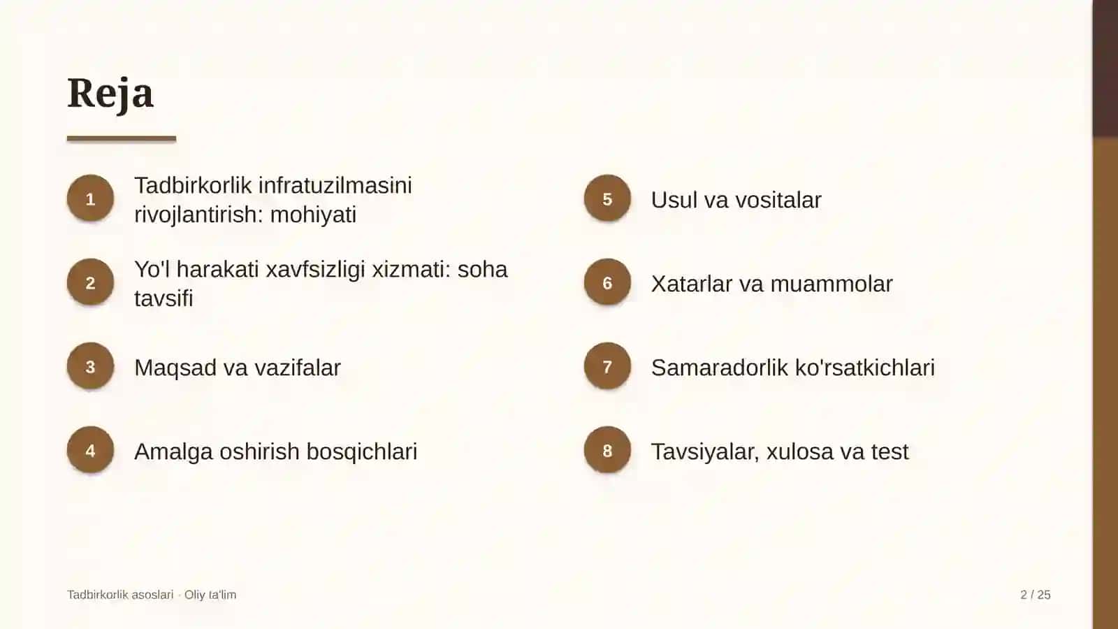 Yo'l harakati xavfsizligi xizmatida tadbirkorlik infratuzilmasini rivojlantirish 2