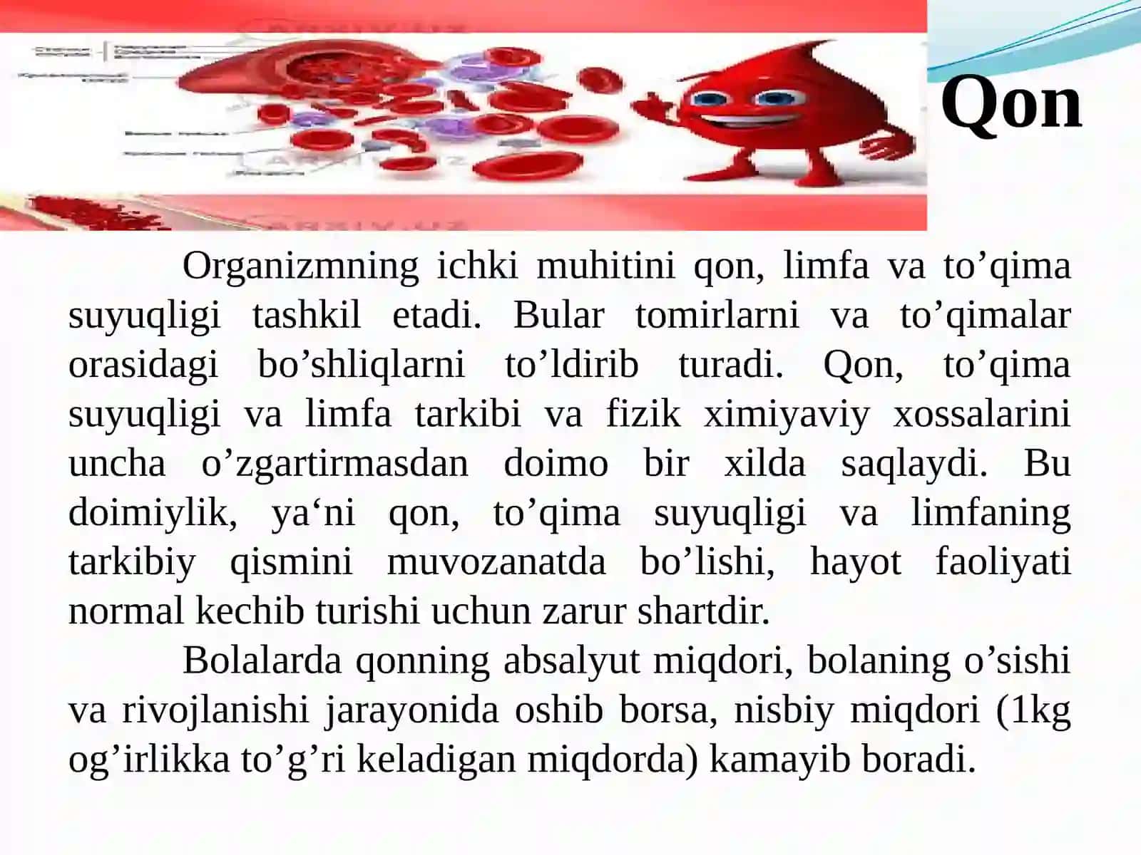 Qon va qon aylanish organlarining yoshga bog‘liq xususiyatlari 2