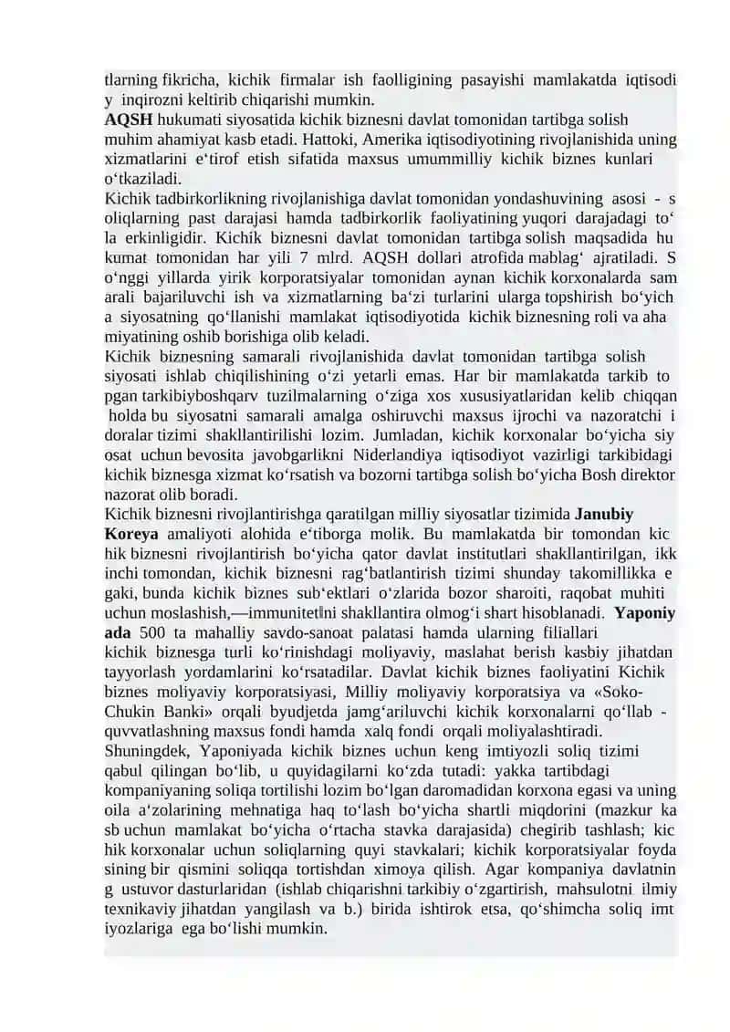Rivojlangan mamlakatlar biznesining o’ziga xos tomonlari va ulardan mamlakatimiz biznes va tadbirkorligini rivojlantirishda oqilona foydalanish 2