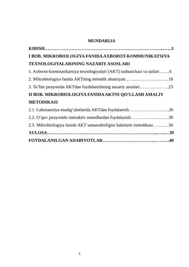 MIKROBIOLOGIYA FANIDA AXBOROT-KOMMUNIKATSIYA TEXNOLOGIYALARIDAN FOYDALANISHNING METODIK ASOSLARI 2