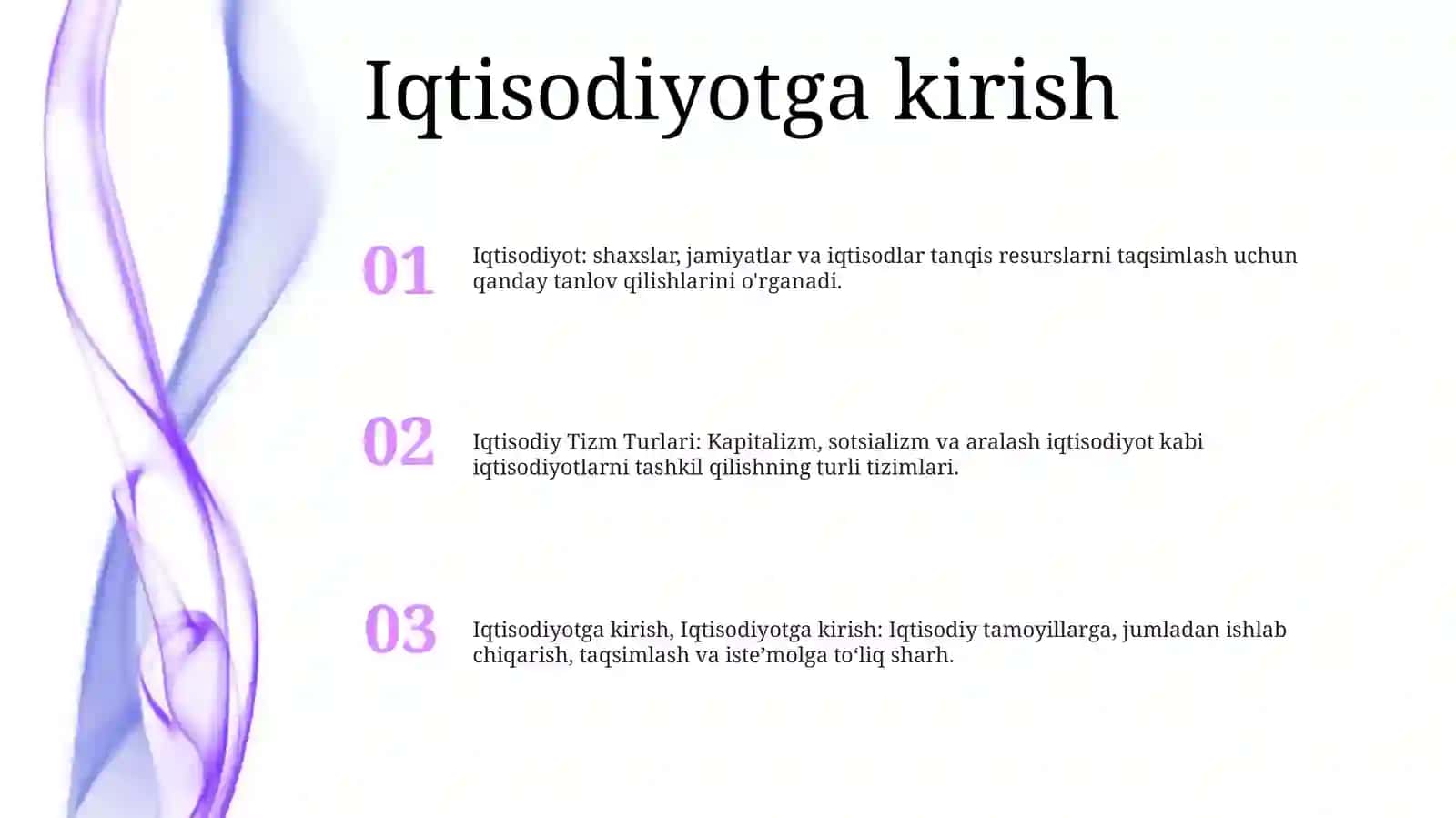 Iqtisodiyotga Kirish. Iqtisodiy Tizm Turlari 2