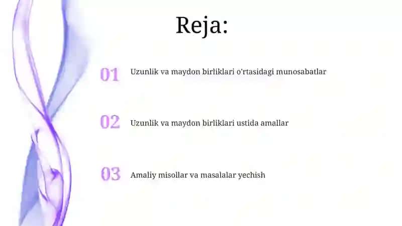 Uzunlik va maydon birliklari o'rtasidagi munosabatlar 2