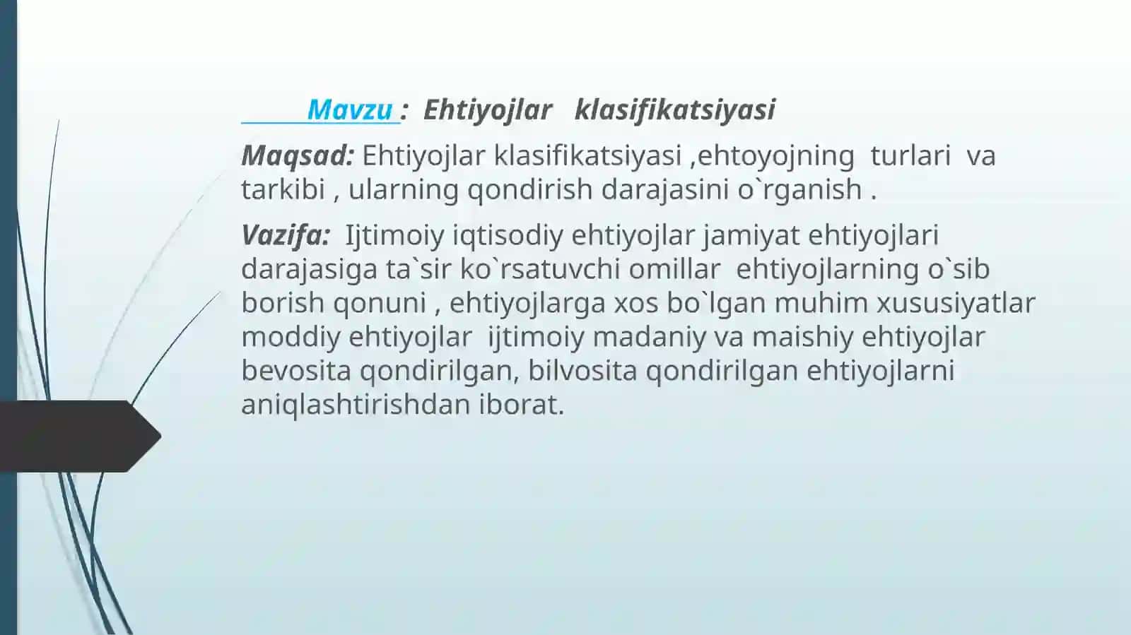 Ehtiyojlar klasifikatsiyasi 2