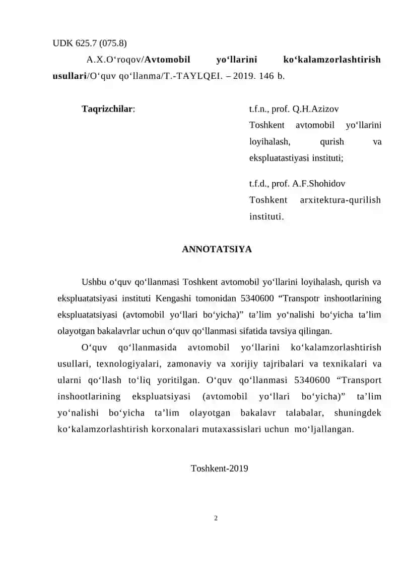 Avtomobil yo‘llarini ko‘kalamzorlashtirish usullari 2