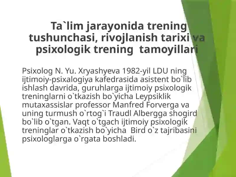 Ta`lim jarayoni daxvotirlilik darajasi kuchli ishtirokchilar bilan islash 2