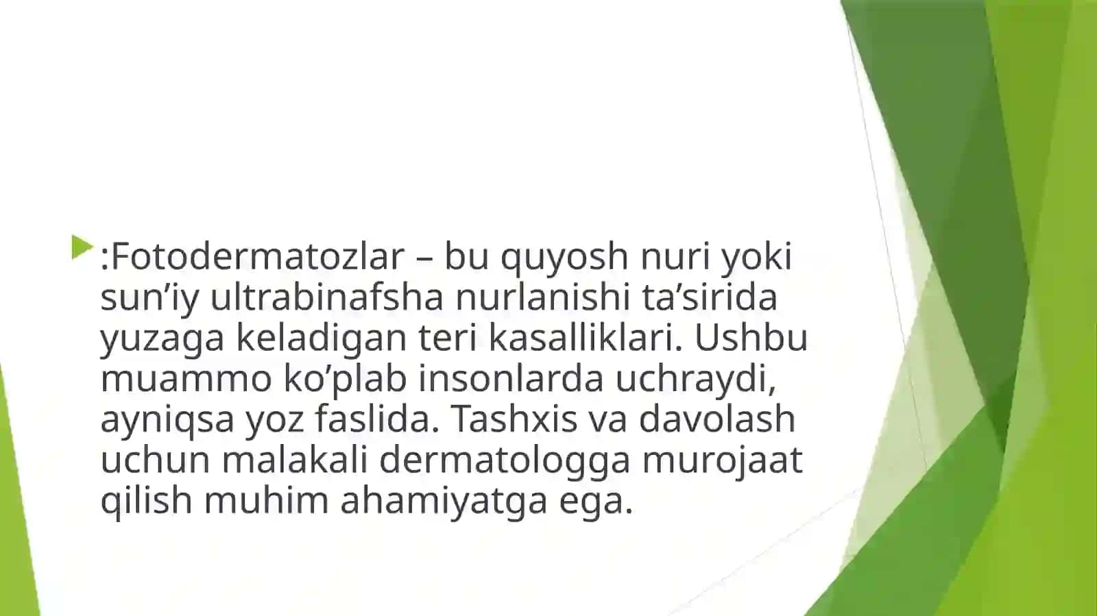 Fotodermatozlar va Melanoma va Baziloma  kasmitalogyadan 2