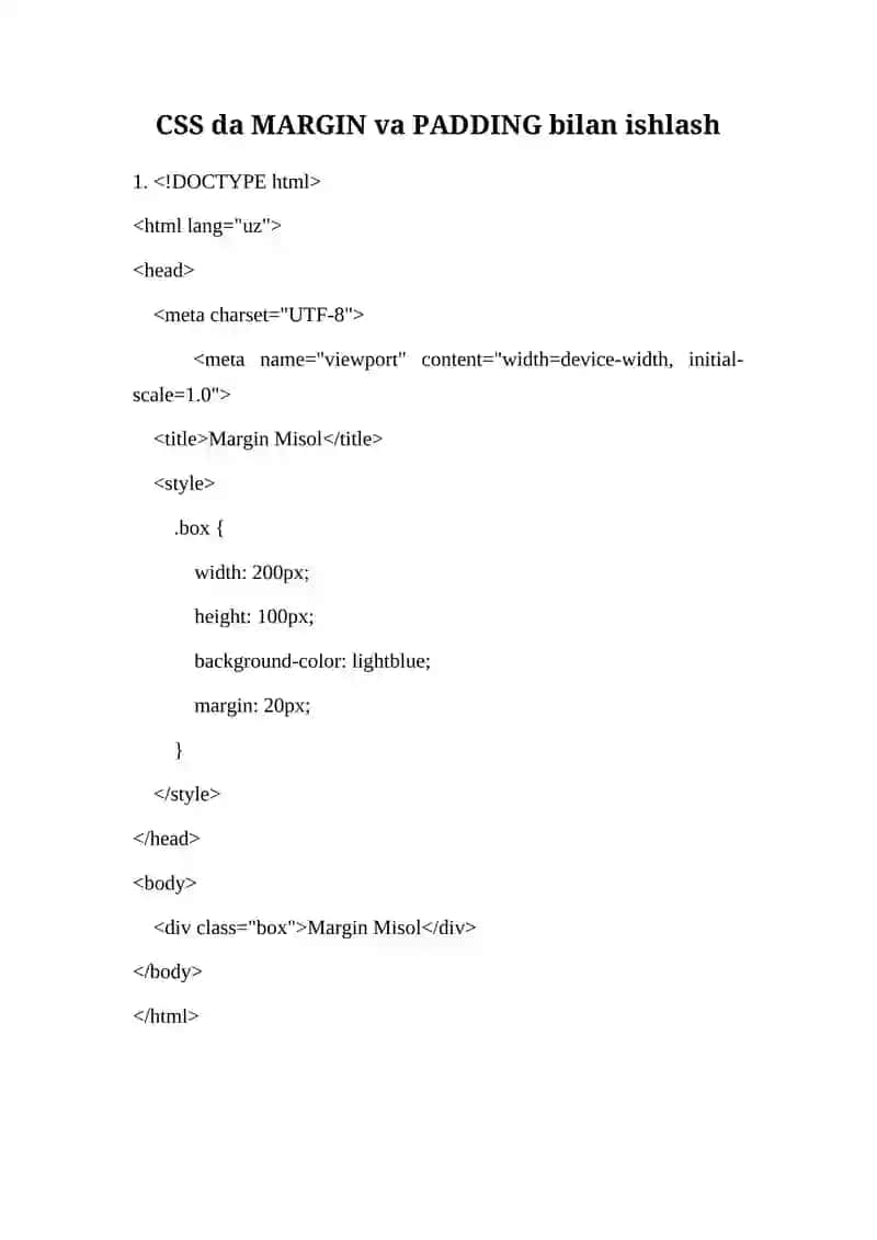 CSS da MARGIN va PADDING bilan ishlash 2