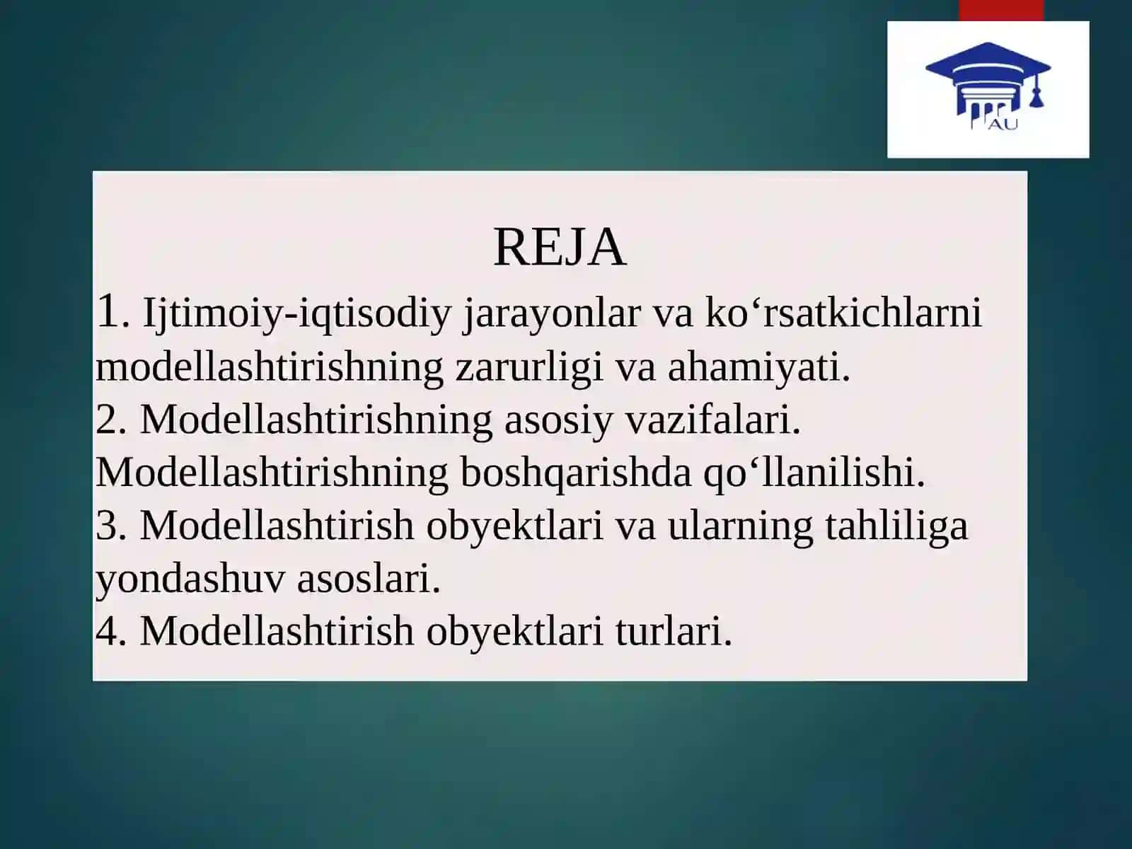Modellashtirishning Iqtisodiy-Matematik Asoslari 2