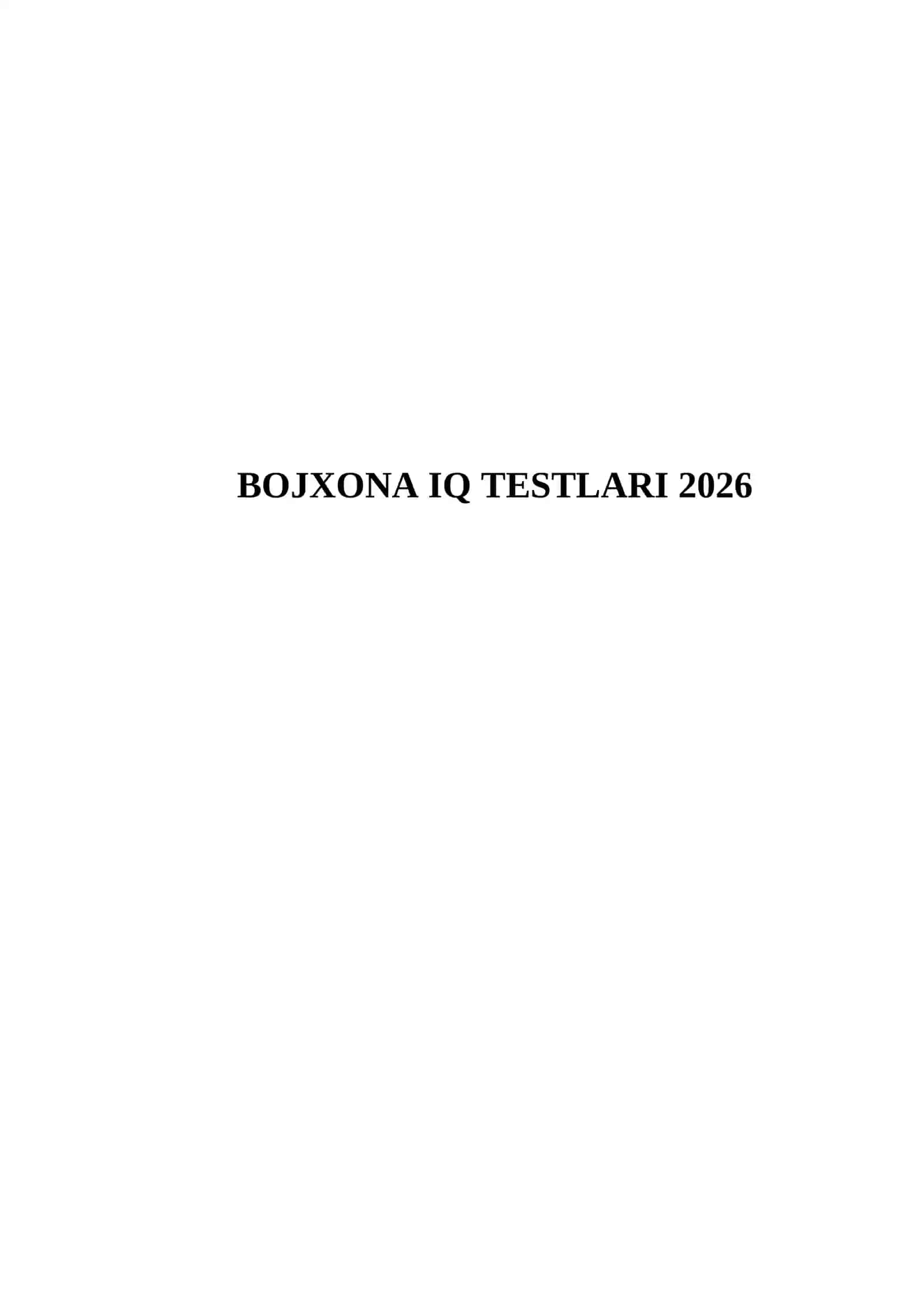 BOJXONA IQ TESTLARI 2026 2