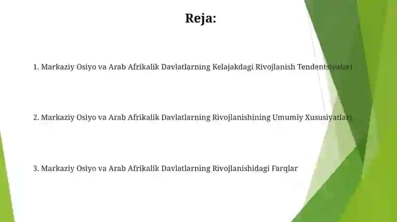 Osiyo va Afrika arab davlatlari rivojlanishining asosiy xususiyatlari 2