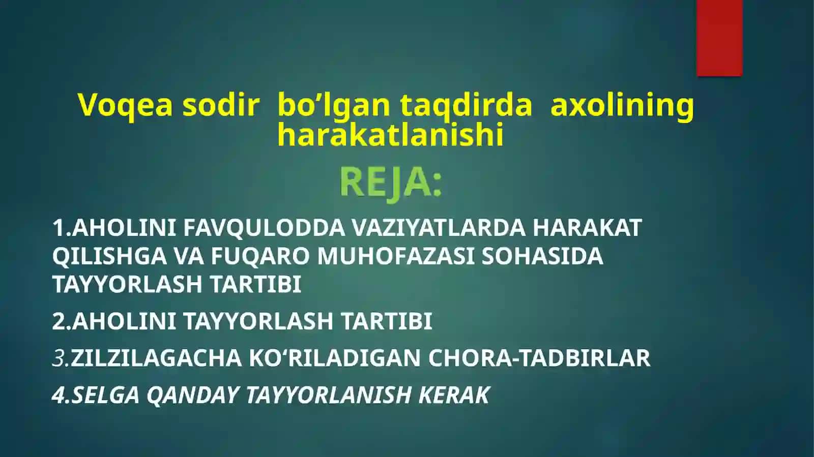 Voqea sodir bo’lgan taqdirda aholining harakatlanishi 2