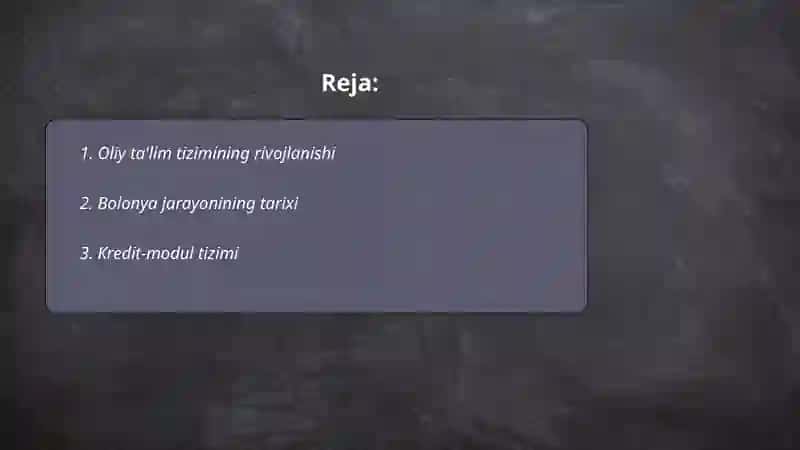 Oliy ta'lim va Bolon jarayonlari 2