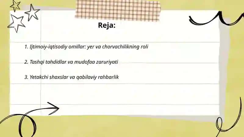 Urugʻ-qabila tuzumida ularning birlashuviga olib kelgan omillar toʻgʻrisida taqdimot tayyorlash 2