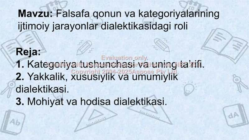 Falsafa qonun va kategoriyalarining ijtimoiy jarayonlar dialektikasidagi roli 2