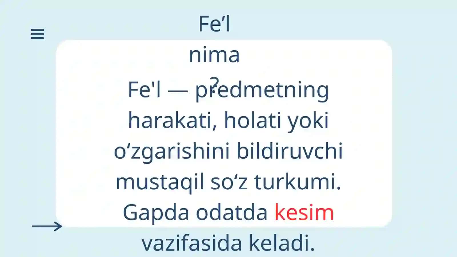 Fe’l so’z turkumi sifatida o’timli va o’timsiz fe’llar 2