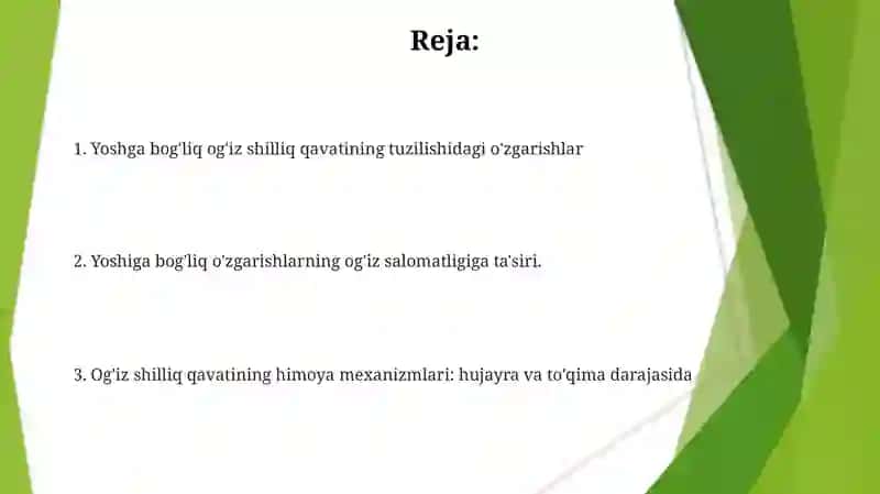Og'iz bo'shlig'i shilliq qavati tuzilishining yoshga doir xususiyatlari 2