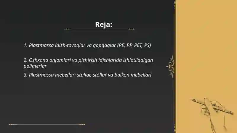 Polimerlar asosidagi uy-roʻzgʻor buyumlari 2