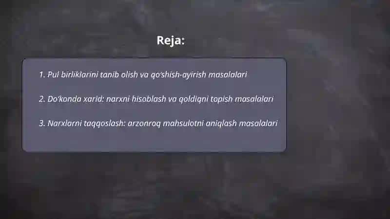 Boshlanğich sinf matematika darslarida iqtisodiy savodxonlikni shakllantirishga doir misol va masalalar 2