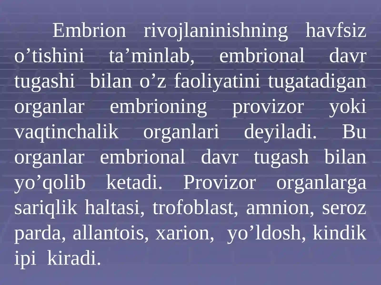 Embrionning provizor organlari 2