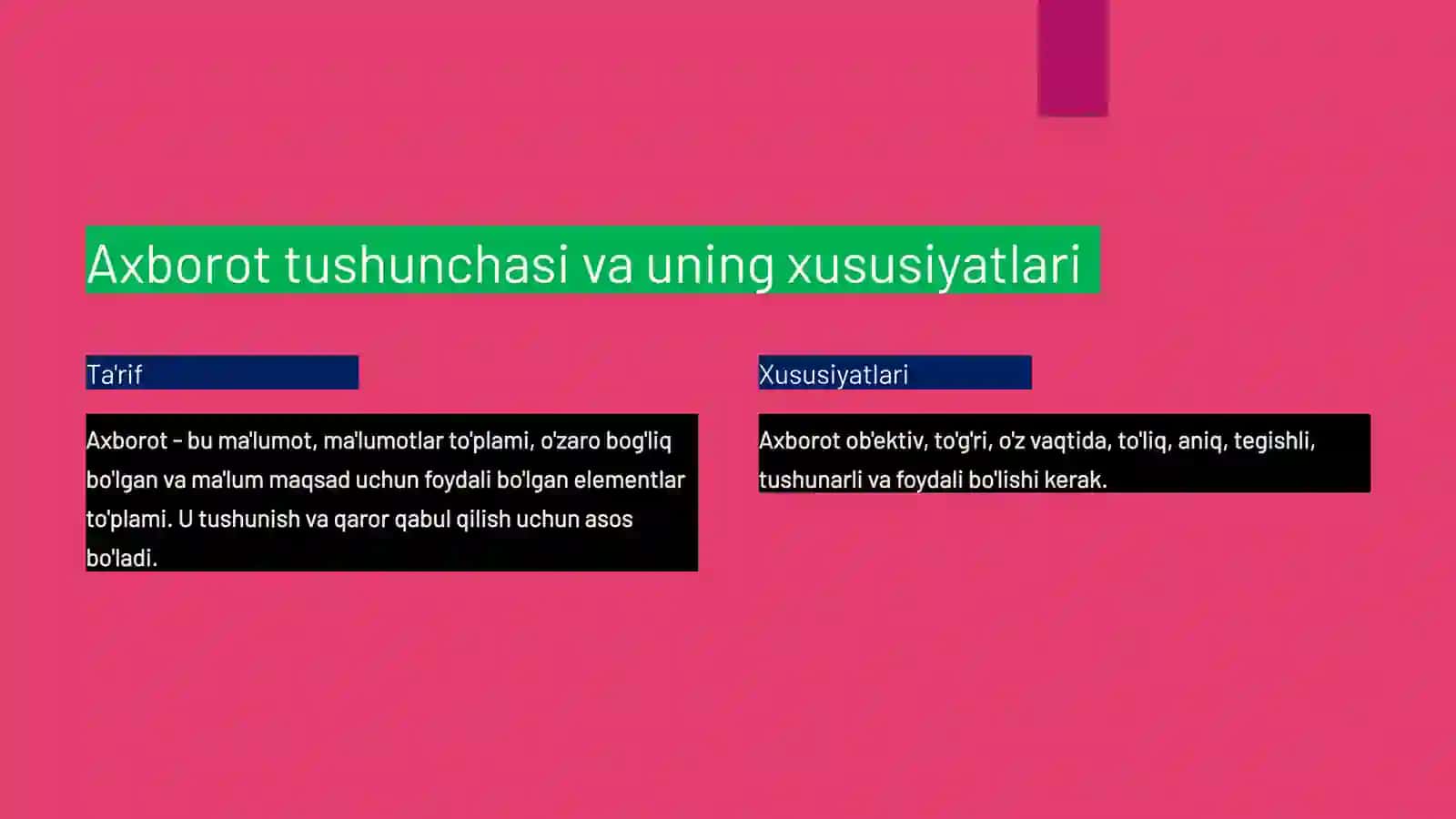 Axborot texnologiyalari: tushuncha va qo'llanilishi 2