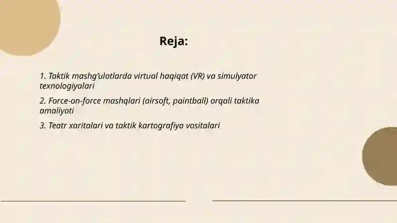 Taktik tayyorgarlikda qollaniladigan vosita va usullar 2