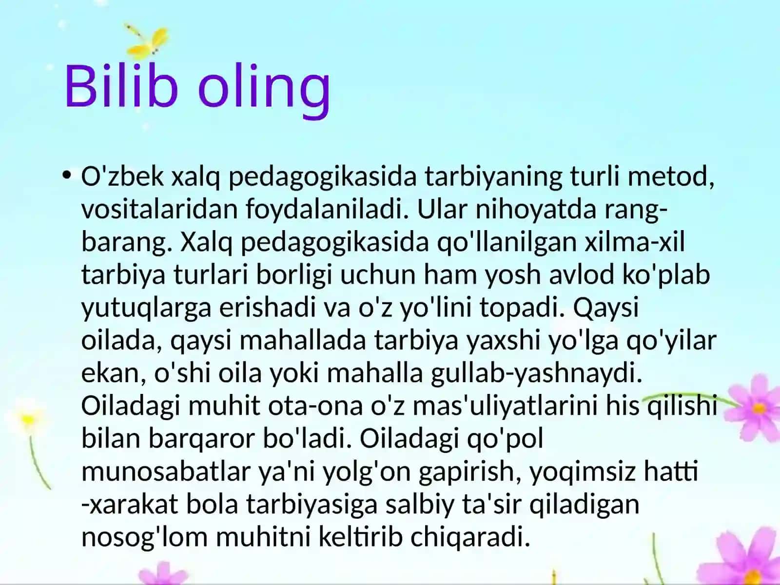 Oilada tarbiya asoslari 2
