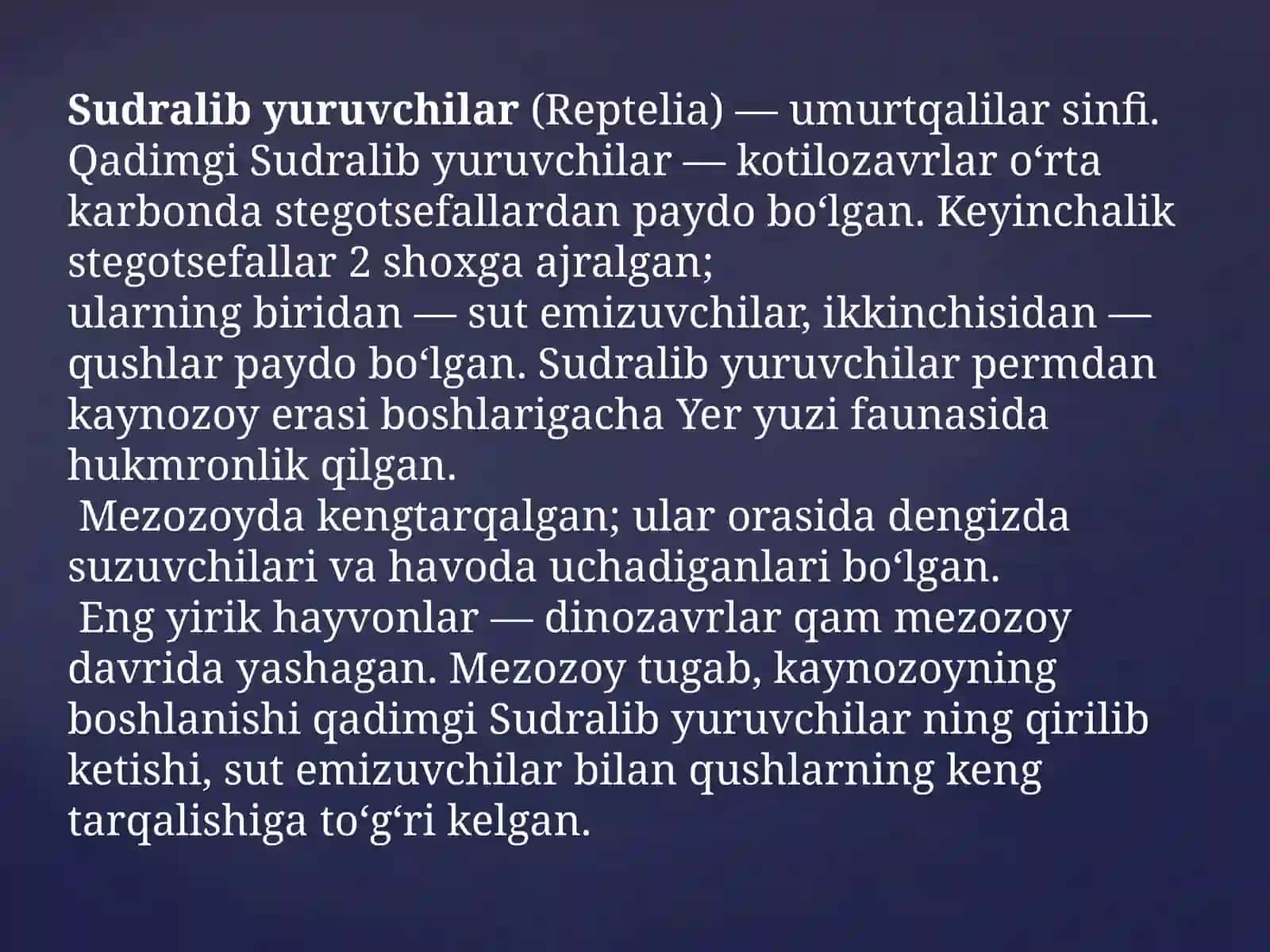 Sudralibyuruvchilarsinfi.Ildamkaltakesakningtashqituzilishivaskeleti 2