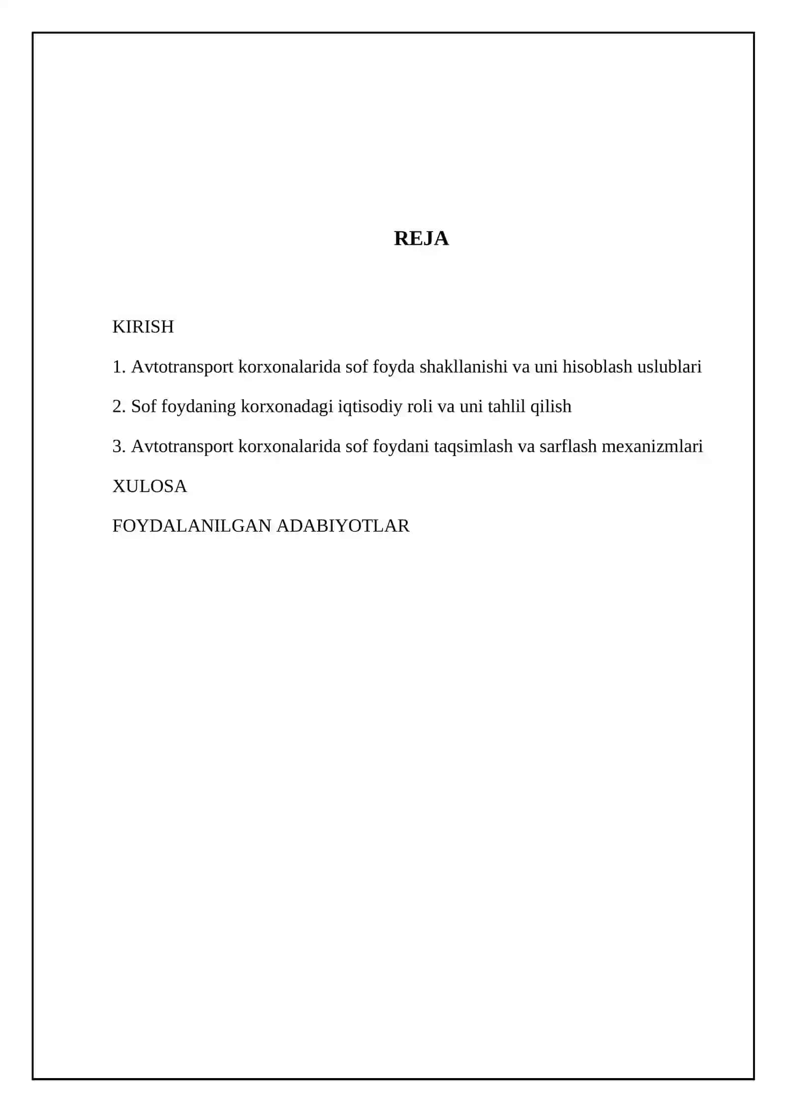 Avtotransport korxonalarida sof foyda va uning ishlatilishi hisobi 2