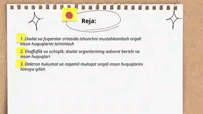 Davlat va xalq o‘rtasidagi muloqotning yangi bosqichi - inson huquqlarining ta’minlanishi 2