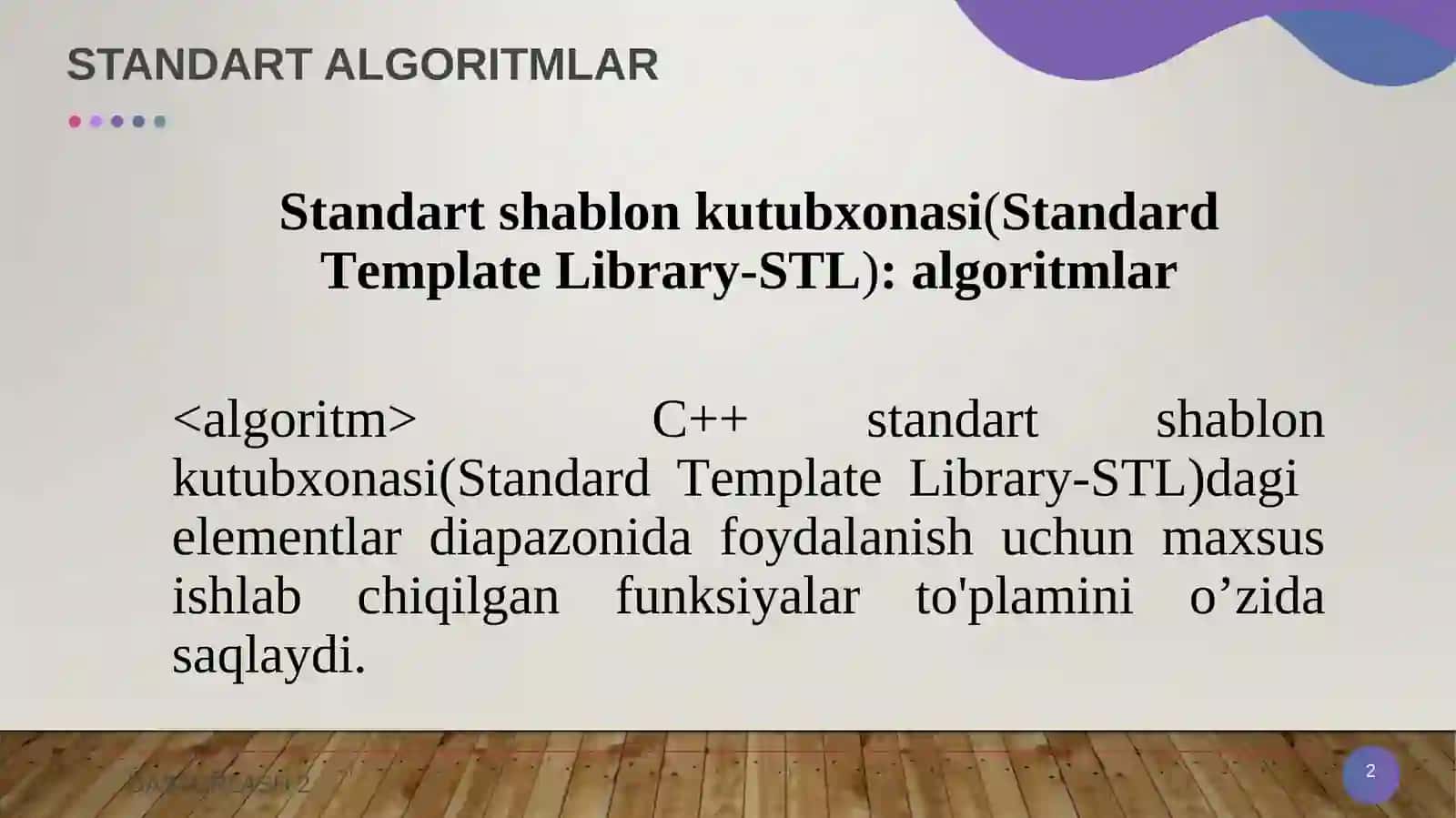 STANDART ALGORITMLAR 2