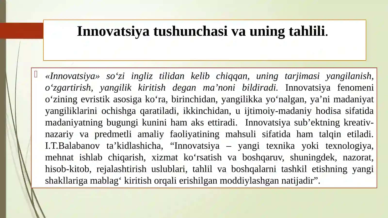 Innovatsiya va innovatsiyalar 2