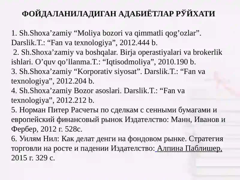 Moliya bozori va qimmatli qog’ozlar 2