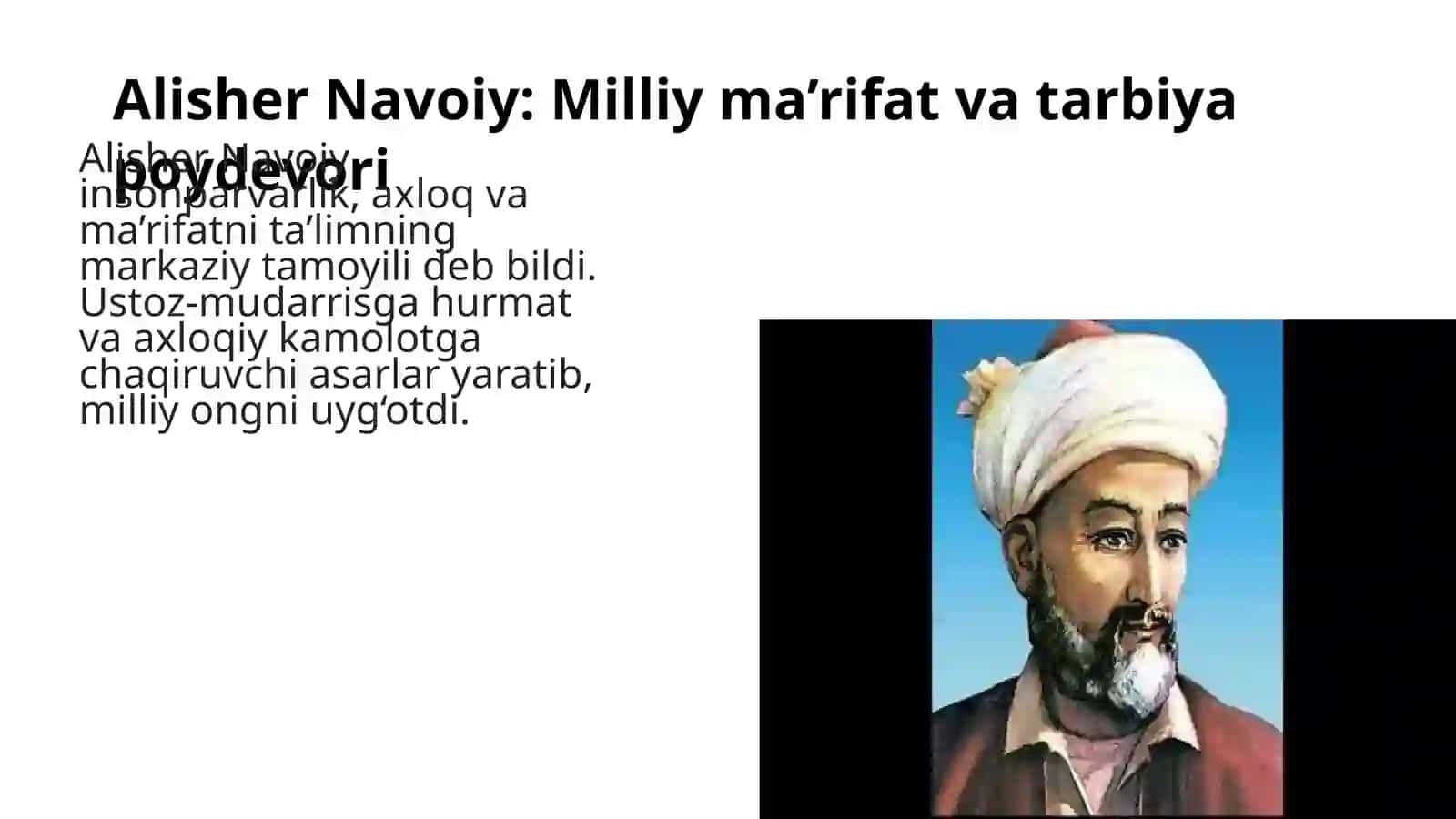 Alisher Navoiy, Gulxaniy, A. Avloniy va H. H. Niyoziy ijodidata’lim-tarbiyag‘oyalari 2
