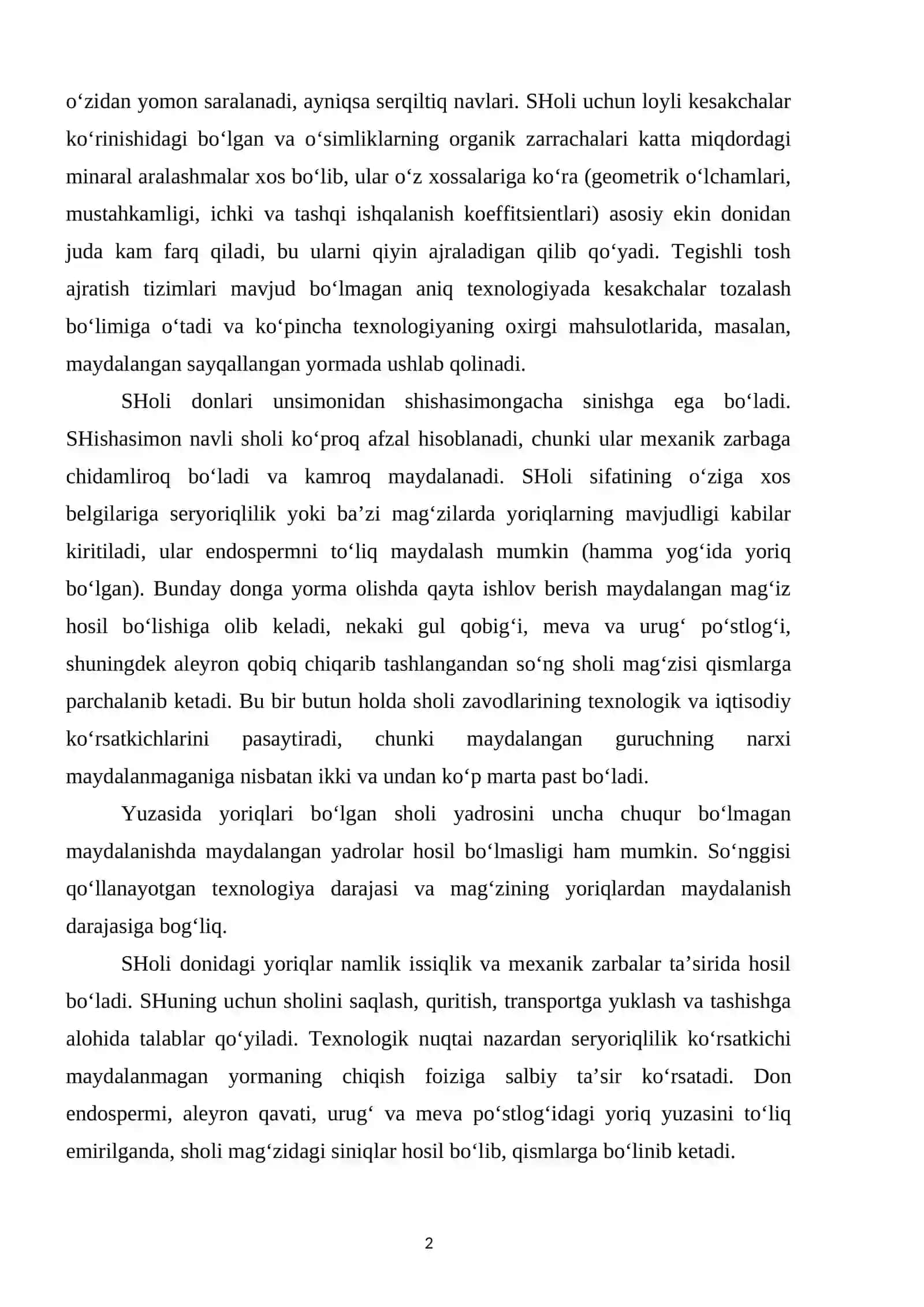 Sholodan yorma olish texnologiyasi 2