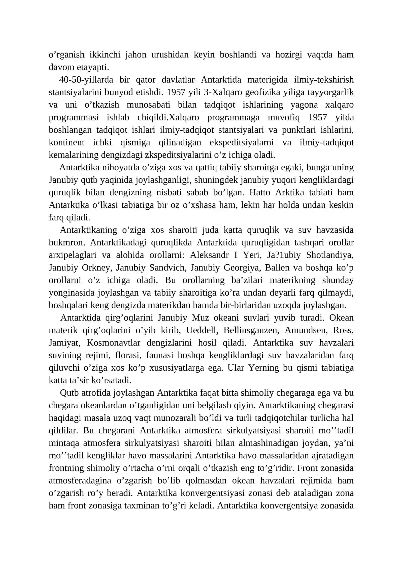 MAVZU ANTARKTIDANING KASHF ETILISHI VA TADKIK ETILISHI, GEOLOGIK TUZILISHI, ORGANIK DUNYOSI 2
