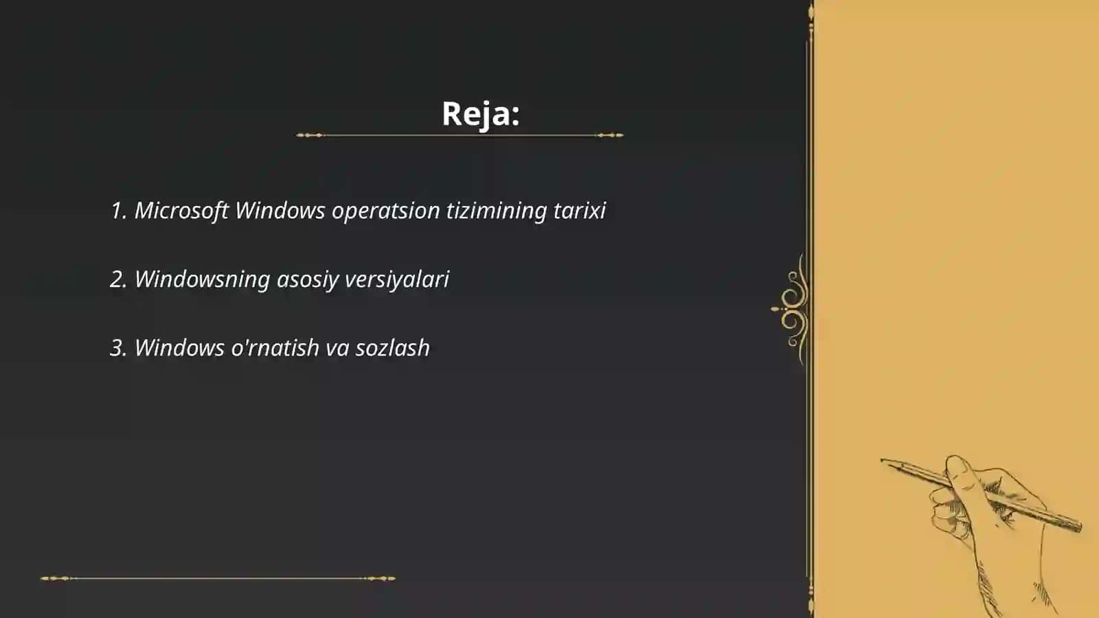 Microsoft Windows, Linux va Apple Macintosh operatsion tizimlari tavsifi 2