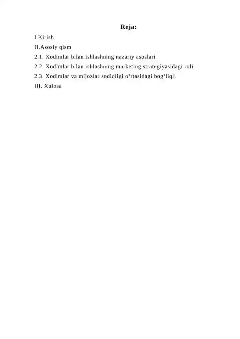 Xodimlar bilan ishlashda marketing strategiyalari (kurs ishi) 2
