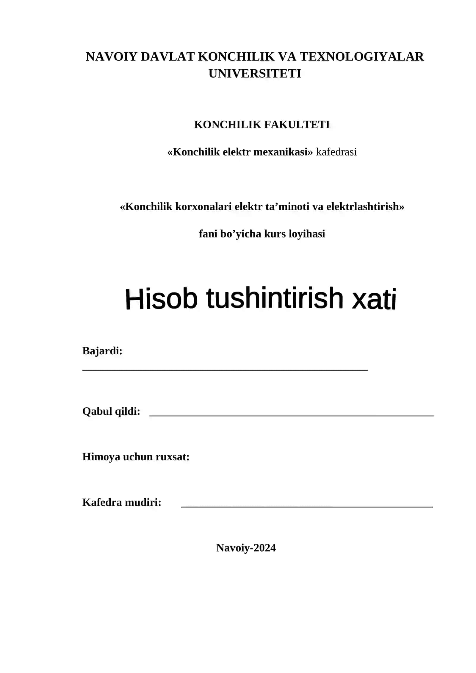 Konchilik korxonalari elektr ta’minoti va elektrlashtirish 2