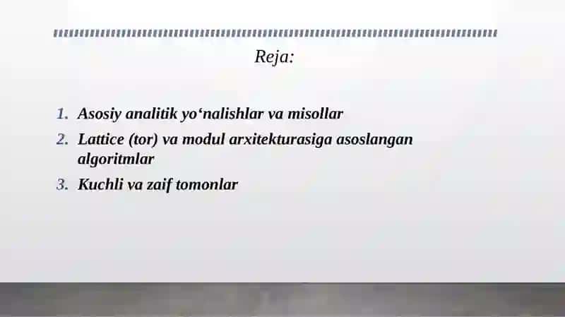 Analitik usullarga asoslangan shifrlash algoritmi. 2
