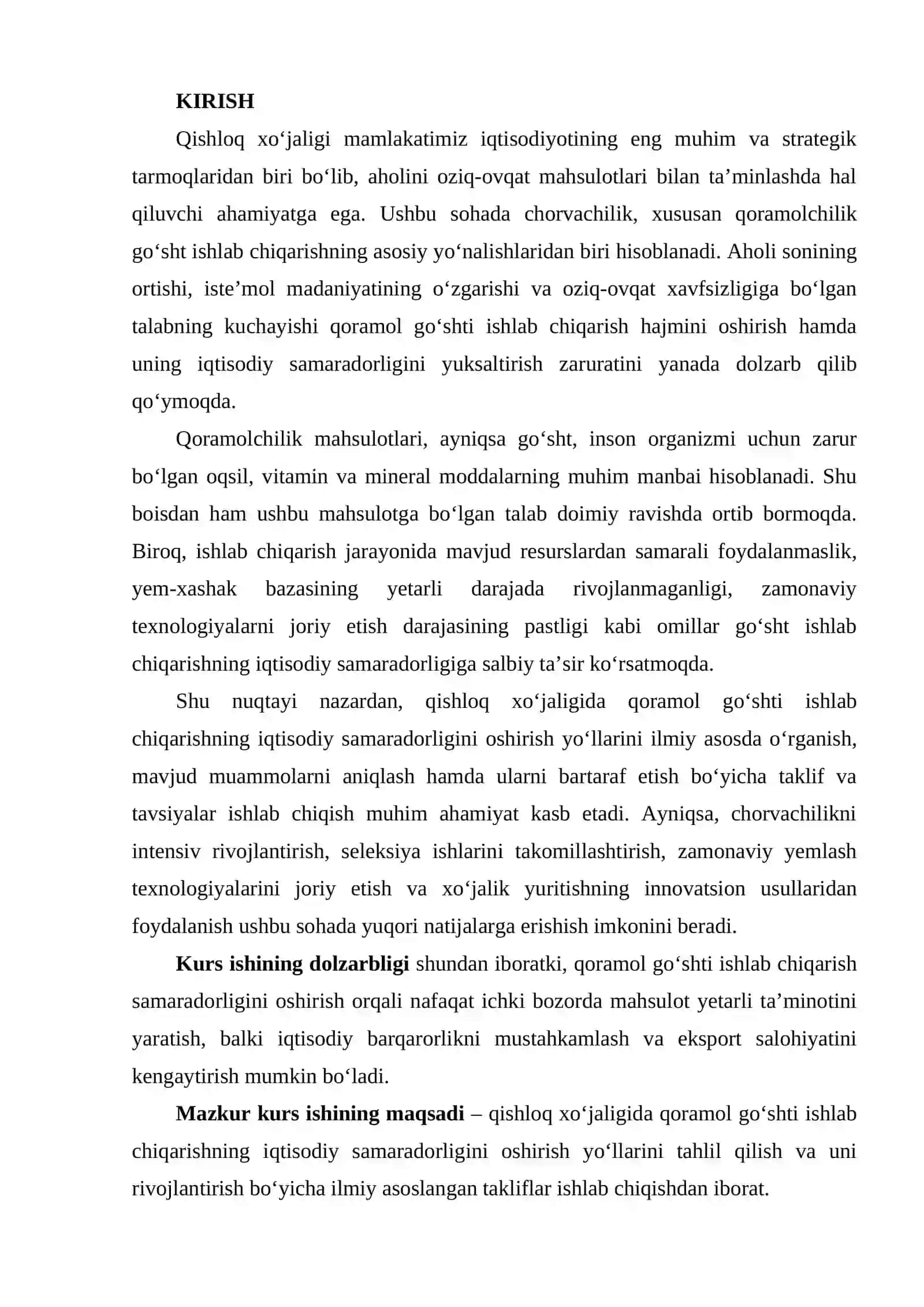 Qishloq xo‘jaligida qoramol go‘shti ishlab chiqarishning iqtisodiy samaradorligini oshirish yo‘llari 2
