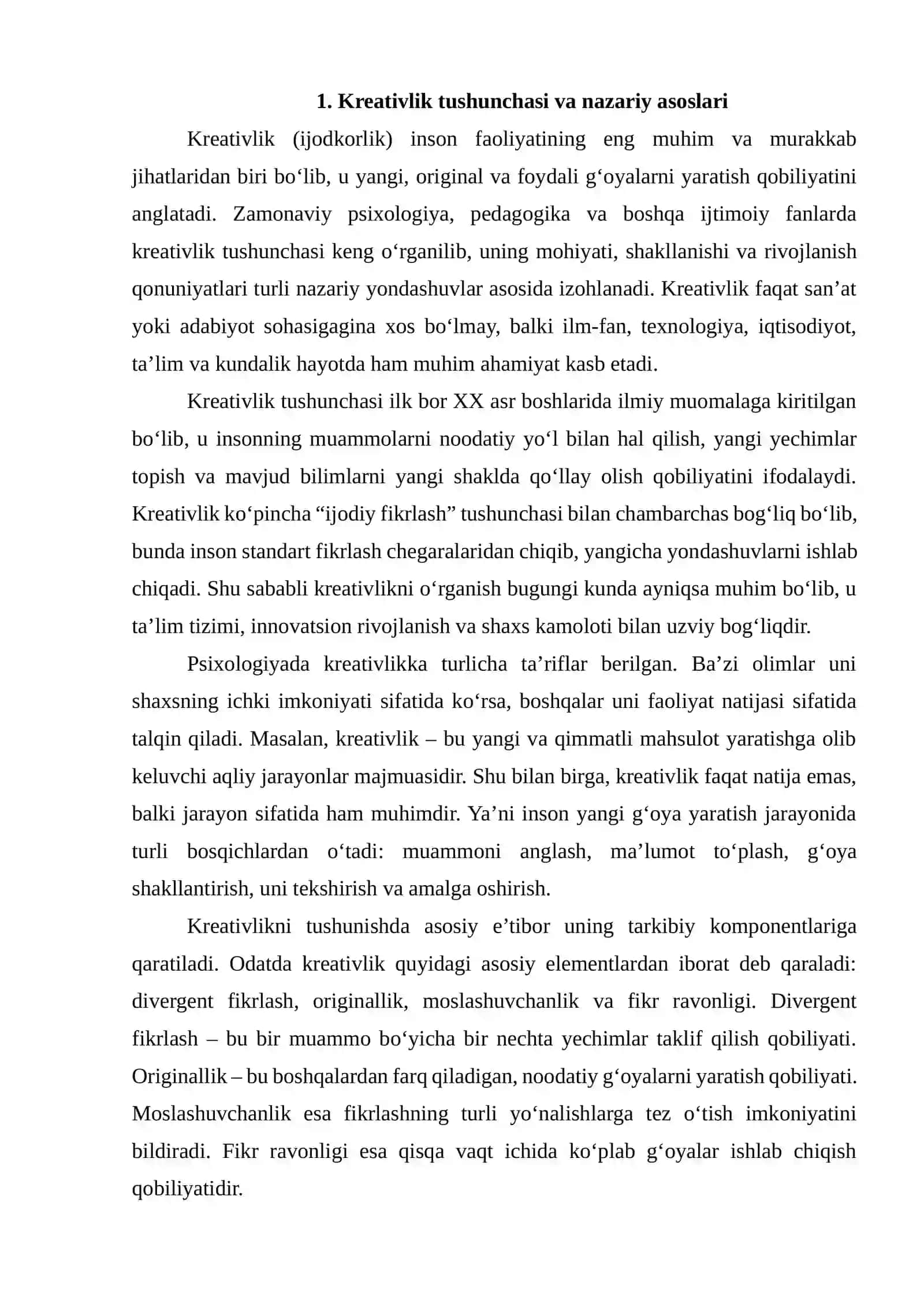 KREATIVLIKNI (IJODKORLIKNI) EKSPERIMENTAL TADQIQ ETISH 2