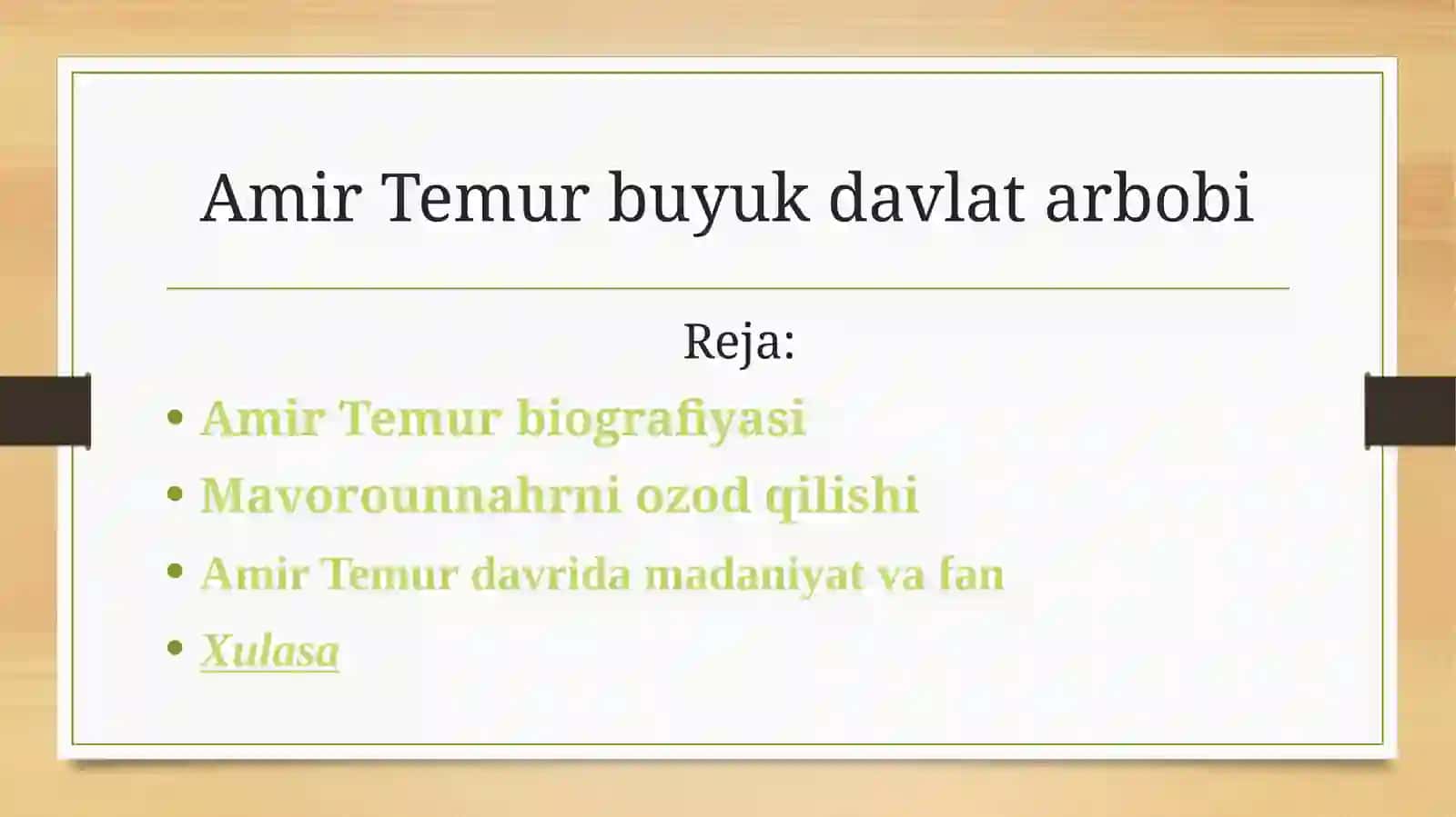 Amir Temur davri haqida 2