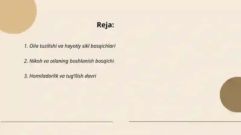 Oilaning hayotiy sikli va avlodlar almashinuvi 2