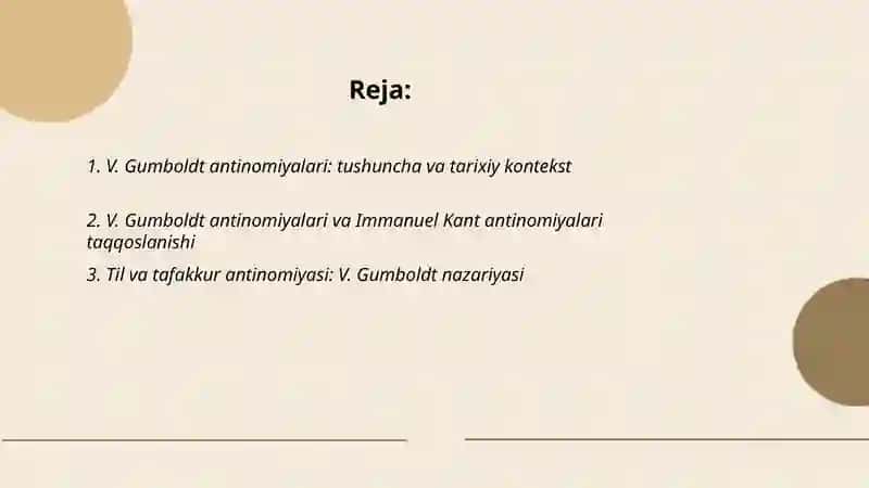 V. Gumboldt antinomiyalari 2