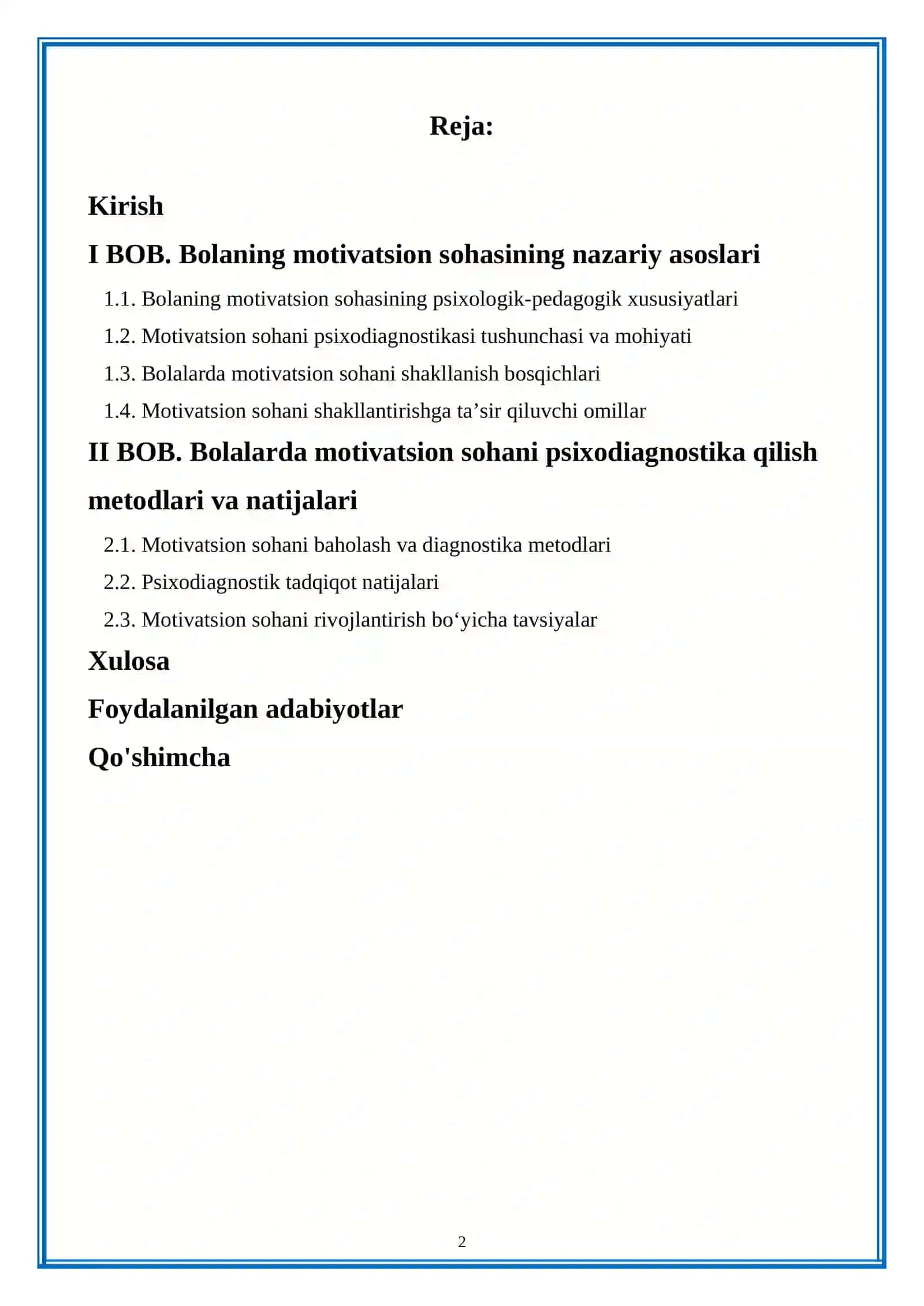 Bolalar motivatsion sohasining psixodiagnostikasi 2