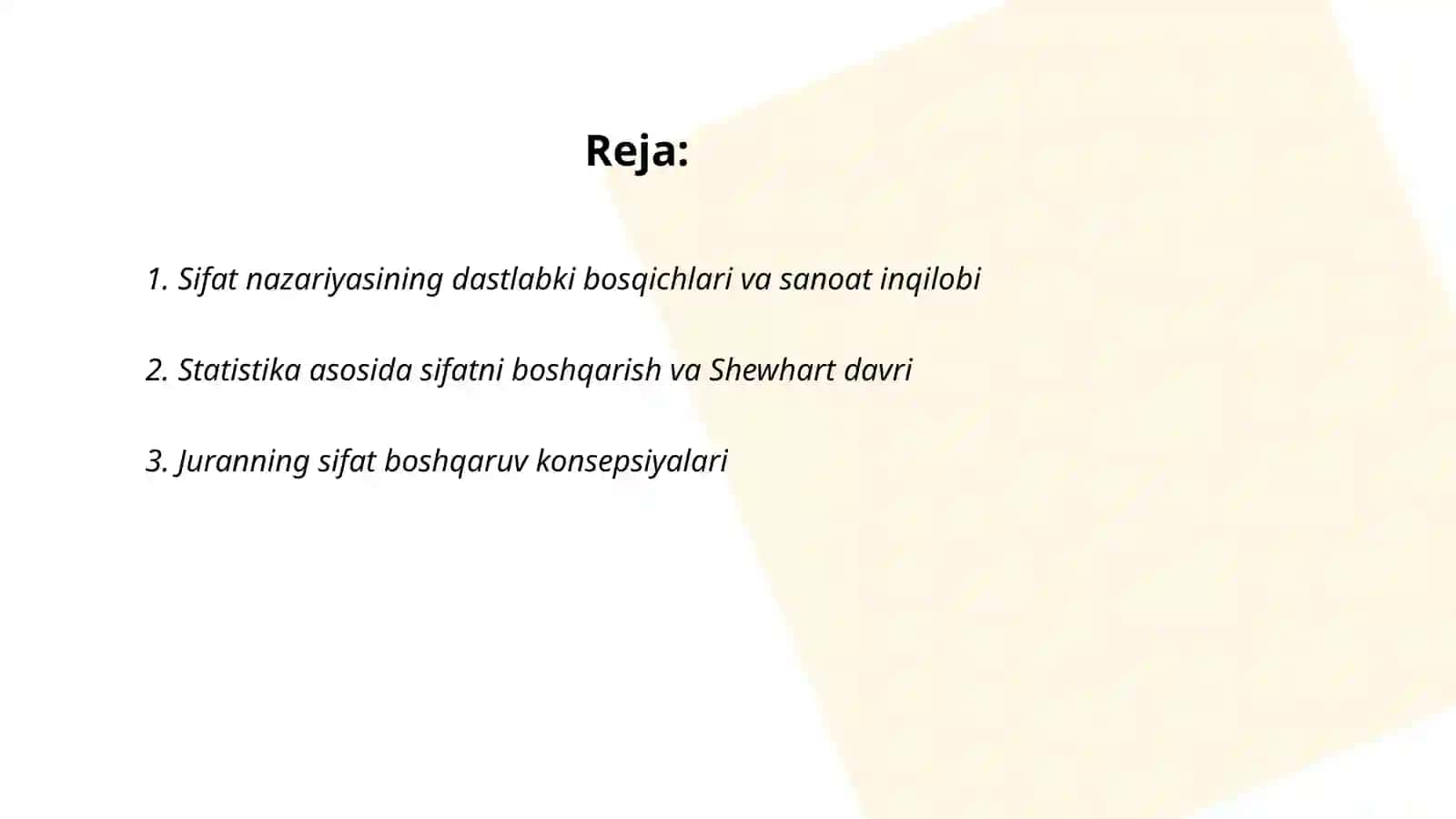 Sifatni boshqarish nazariyasining rivojlanish bosqichlari 2