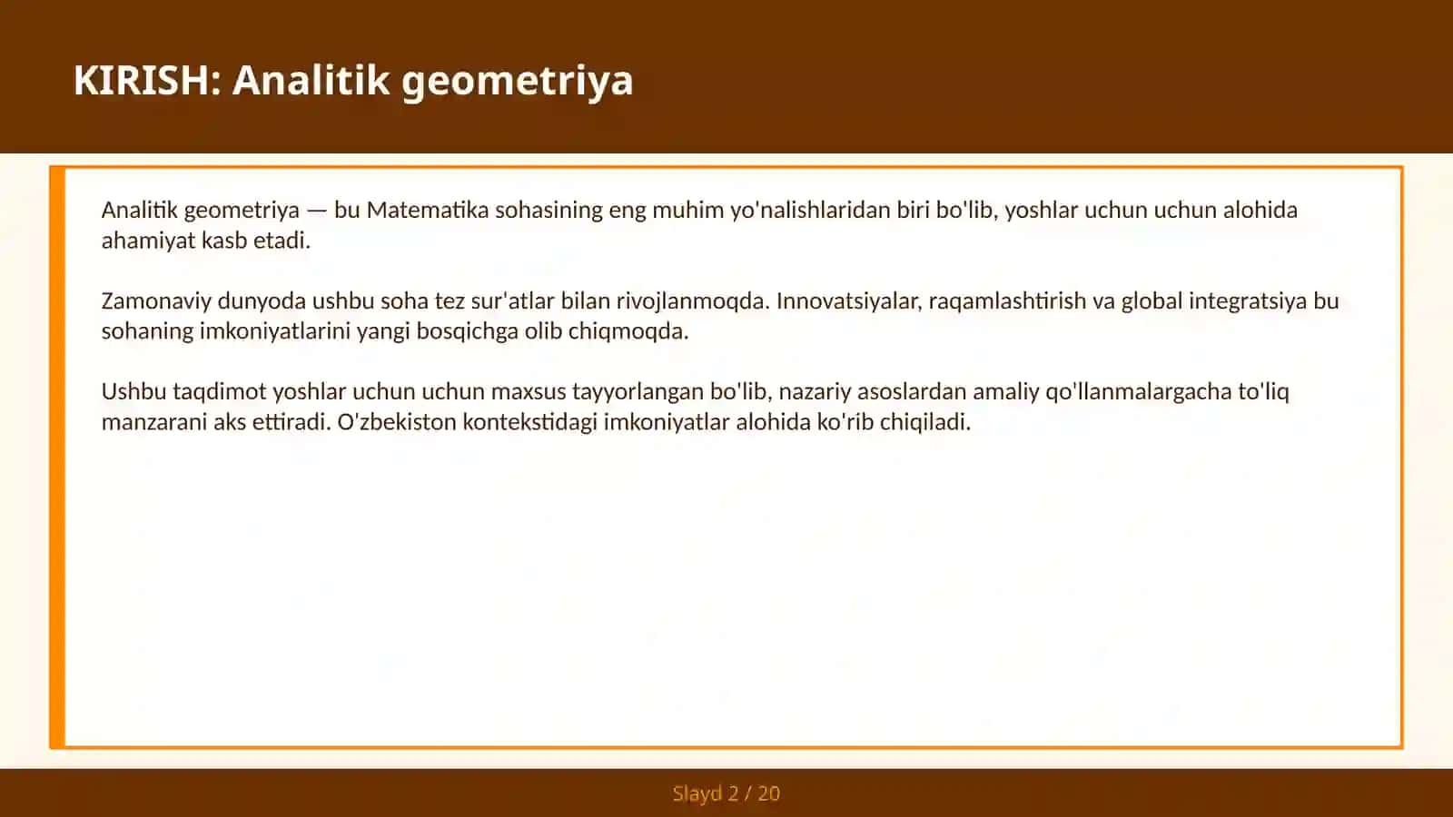 Analitik geometriya 2